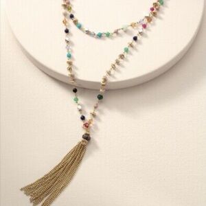 NEW Stella & Dot Gitane Tassel-Vintage Gold Necklace